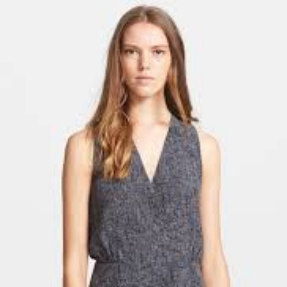 NWT Petite Camara Tweed Silk Top THEORY P 0-2